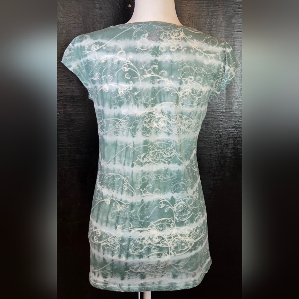 Calvin Klein Jeans Y2K Tunic With Shades Of Green & White Tie-Dye Style Size SP - Picture 5 of 7